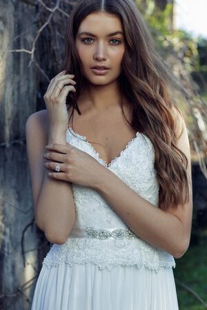 Abito da Sposa Conotta con Applique decorato Naturale in Chiffon Senza Maniche - Foto 3