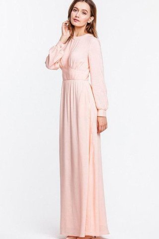 Robe mère de mariée plissé de col haut avec zip a-ligne en chiffon - Photo 2