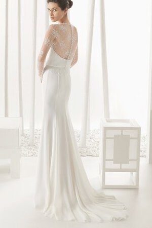 Robe de mariée naturel luxueux au niveau de cou avec fleurs avec mousseline - Photo 3