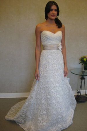 Robe de mariée croisade de col en cœur avec fleurs fermeutre eclair de traîne courte - Photo 2