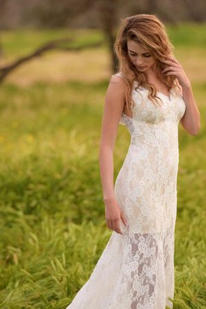 Elegante Vestido de Novia de Baja escote en V de Playa de Cola Corte - Foto 1