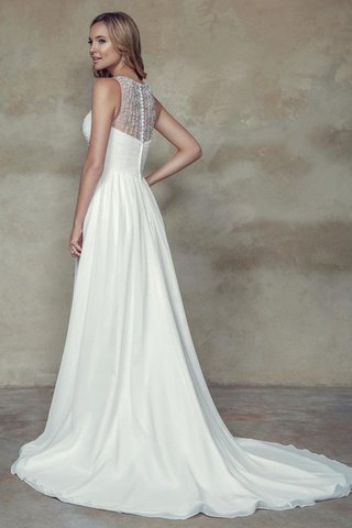 Robe de mariée simple ruché avec chiffon jusqu'au sol avec perle - Photo 2