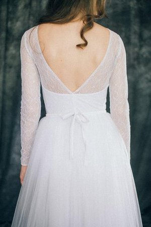 A-Linie Tüll romantisches konservatives Brautkleid mit Plissierungen mit Gürtel - Bild 4