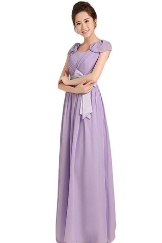 Robe demoiselle d'honneur plissage avec chiffon avec manche courte a-ligne avec nœud - Photo 2