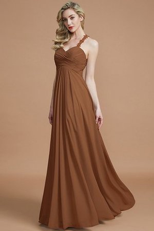 Robe demoiselle d'honneur avec zip jusqu'au sol manche nulle avec chiffon ruché - Photo 10