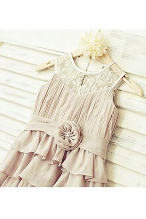 Robe de cortège enfant naturel a-ligne longueur au ras du sol avec zip avec fleurs - Photo 5