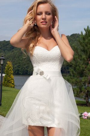 Abito da Sposa mini A-Line Conotta con Nastro Romantico in Tulle - Foto 4