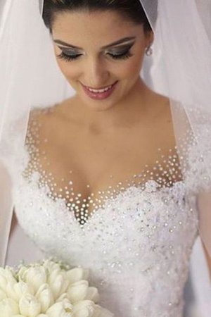 Duchesse-Linie Normale Taille Bodenlanges Extravagantes Brautkleid mit Perlen - Bild 2
