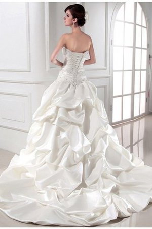 Robe de mariée longue appliques avec lacets de tour de ceinture en haute en satin - Photo 2