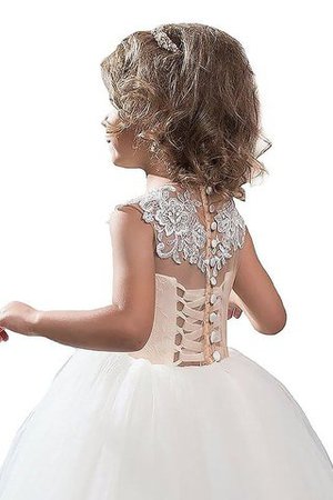 Abito da Cerimonia Bambini in Tulle A Terra Naturale Tondo con Applique - Foto 3