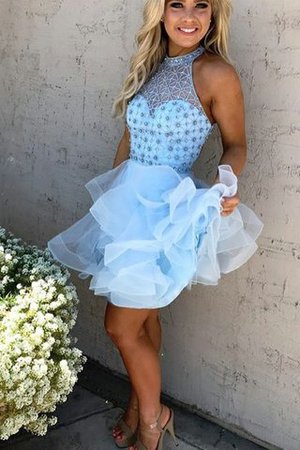 Robe fête de la rentrée bref avec perle de princesse a-ligne textile en tulle - Photo 1