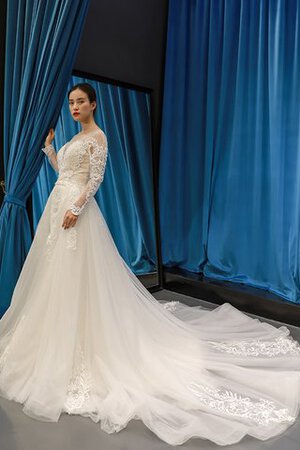 Robe de mariée avec manche longue encolure ronde élégant textile en tulle luxueux - Photo 10