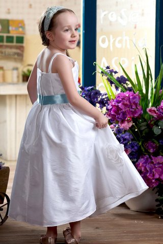 Robe de cortège enfant avec fleurs a-ligne manche nulle avec nœud à boucles - Photo 2