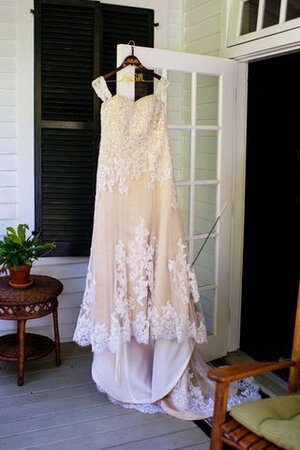 Vestido de Novia en Encaje de Cremallera de Escote Corazón de Queen Anne de Manga tapada - Foto 4