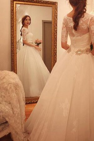 Elegante Vestido de Novia de Corte-A de Hasta el suelo de Escote redondo de Fuera de casa - Foto 3