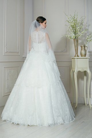 Robe de mariée naturel a-ligne manche nulle avec perle longueur au ras du sol - Photo 2