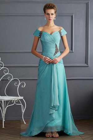 Perlenbesetztes Chiffon Prinzessin Normale Taille Abendkleid mit Reißverschluss - Bild 1