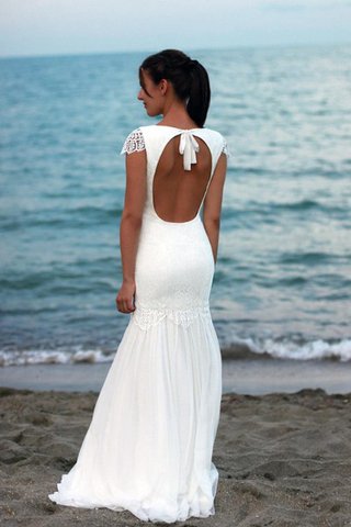 Robe de mariée avec manche courte de sirène col en bateau longueur au ras du sol - Photo 2