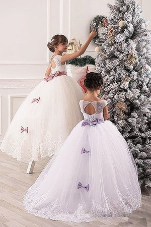 Abito da Cerimonia Bambini con Nastro Ball Gown Senza Maniche in Tulle Naturale - Foto 2