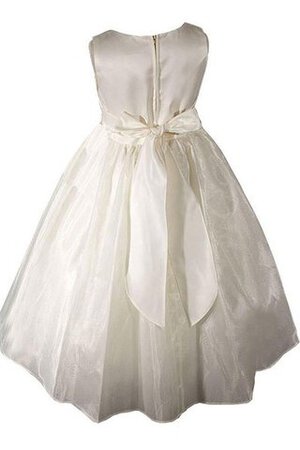 Abito da Cerimonia Bambini in Tulle A-Line con Fiore Cappellino Naturale Cerniera - Foto 3