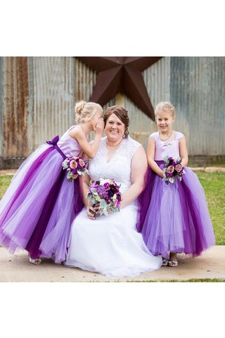 Robe de cortège enfant de princesse avec fleurs textile en tulle jusqu'au sol - Photo 2