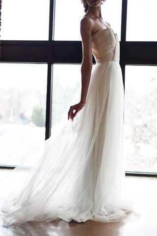 Robe de mariée naturel plissage ruché en tulle jusqu'au sol - Photo 2