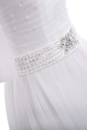 Robe de mariée officiel multi couche bustier de plissé boutonné en 3/4 manche - Photo 6