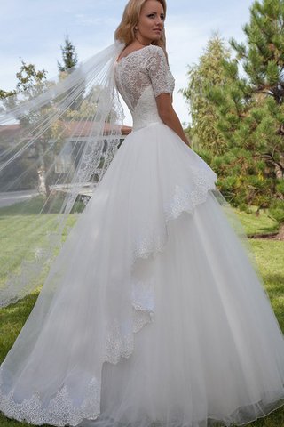 Abito da Sposa Shiena Sheer Naturale A Terra Elegante in Pizzo con Applique - Foto 2