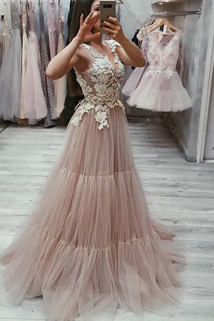 A Linie Ärmelloses Natürliche Taile Beliebt Ballkleid aus Tüll - Bild 1