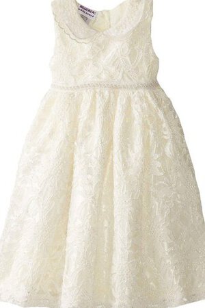 Robe de cortège enfant plissé v encolure avec perle longueur mollet avec zip - Photo 1