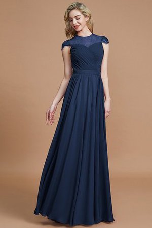 Normale Taille A-Linie Chiffon Kurze Ärmeln Brautjungfernkleid mit Schaufel Ausschnitt - Bild 15