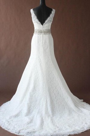 Robe de mariée brillant de sirène avec perle de col en v - Photo 2