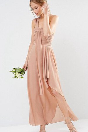 Robe demoiselle d'honneur haut bas manche nulle fermeutre eclair en chiffon a-ligne - Photo 3