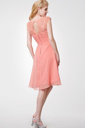 Robe demoiselle d'honneur romantique derniere tendance ruché ligne a avec manche courte - Photo 3