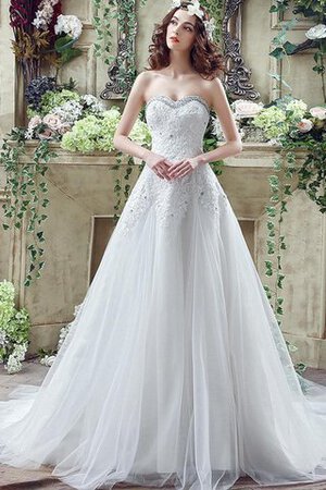 Robe de mariée eclaté simple avec décoration dentelle manche nulle avec perle - Photo 1