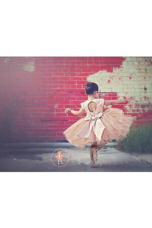 Abito da Cerimonia Bambini Principessa con Fiocco in Tulle decorato Sotto Ginocchio Cappellino - Foto 2