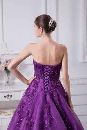 Robe de quinceanera cordon ruché avec perle a-ligne col en forme de cœur - Photo 5