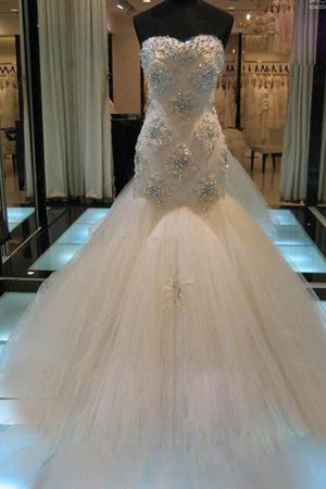 Vestido de Novia de Corte Sirena de Sin mangas de Escote Corazón de Abalorio - Foto 1