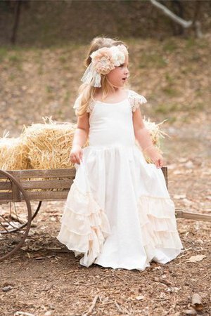 Robe de cortège enfant plissage avec manche courte de lotus a-ligne avec décoration dentelle - Photo 2