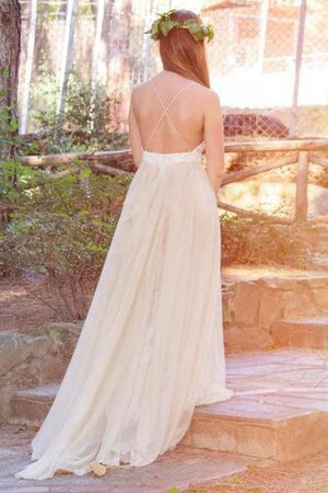 Abito da Sposa A-Line con Piega Senza Maniche con Perline Semplice Conotta - Foto 2