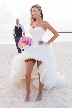 Elegante Vestido de Novia de Corte-A en Organza de Asimétrico Dobladillo - Foto 1