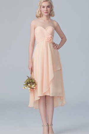 Robe demoiselle d'honneur courte haut bas avec chiffon avec fleurs - Photo 1