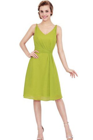 Robe de cocktail de longueur à genou avec fronce avec chiffon manche nulle ruché - Photo 5