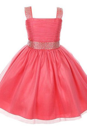 Robe de cortège enfant brillant ruché de col carré a-ligne textile en tulle - Photo 1