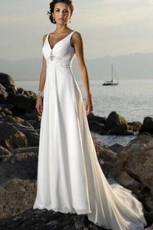 Abito da Sposa Lungo con Criss-cross Semplice alta vita V-Scollo in Chiffon - Foto 1