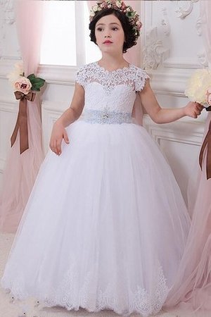 Robe de cortège enfant naturel avec fleurs ceinture jusqu'au sol de mode de bal - Photo 1