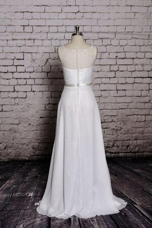 Abito da Sposa in Chiffon A-Line A Terra Senza Maniche con Fusciacca largo - Foto 3