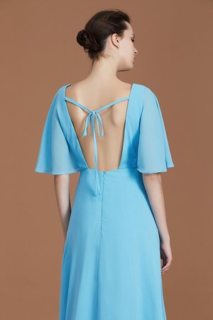 Robe demoiselle d'honneur fascinant avec sans manches ruché en 1/2 manche jusqu'au sol - Photo 10