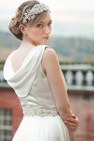 Robe de mariée naturel de cape de traîne moyenne fermeutre eclair jusqu'au sol - Photo 4