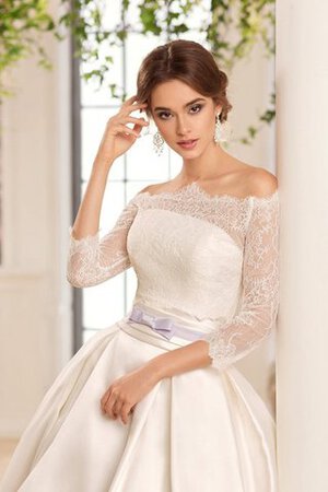 Abito da Sposa Semplice in Raso Senza Maniche A-Line Naturale Lungo - Foto 3